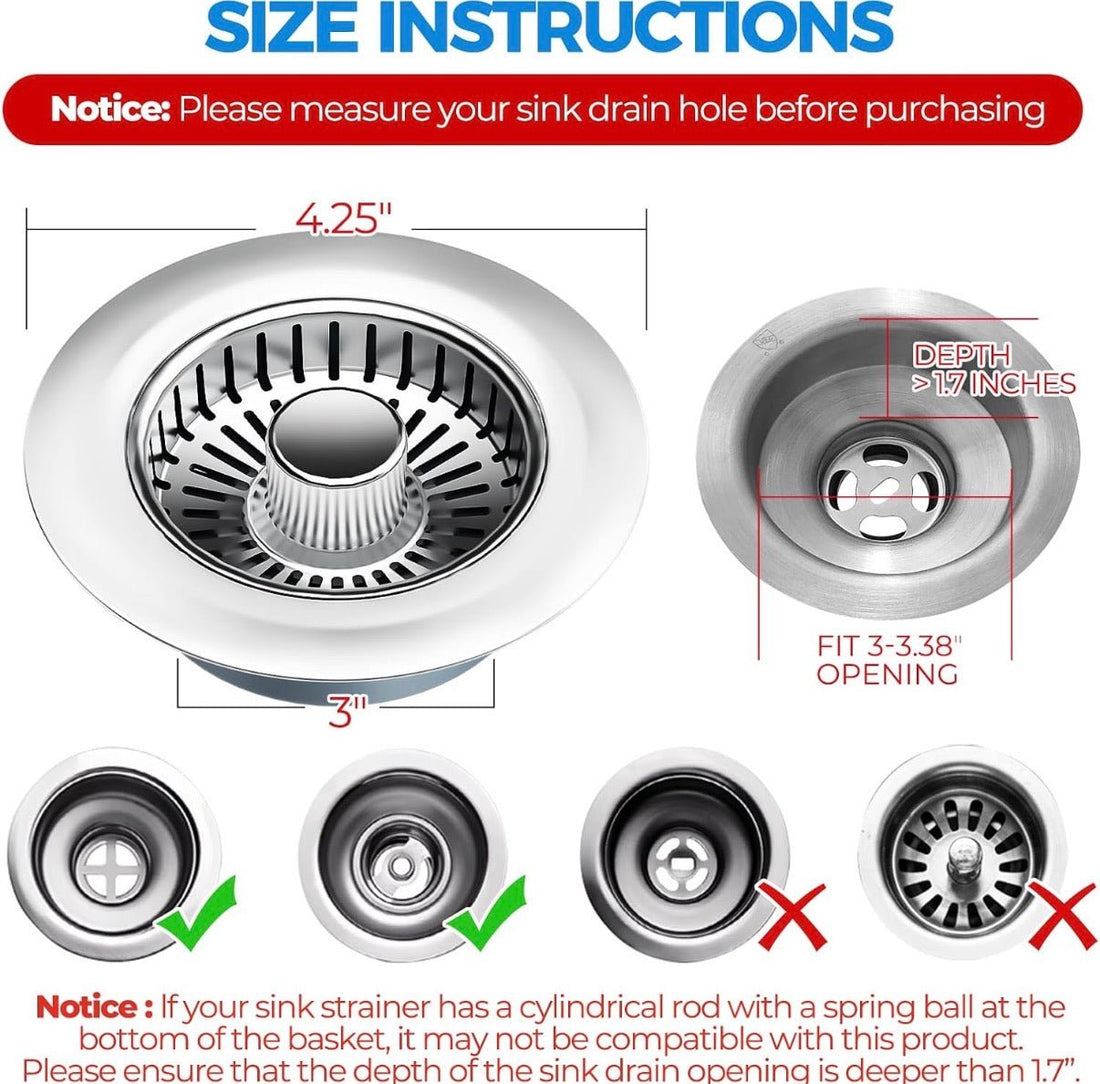 zaa 3-in-1 Kitchen Sink Drain Strainer – Smart Pop-Up Sink Stopper & Anti-Clog Basket - SkinNails&Makeup
