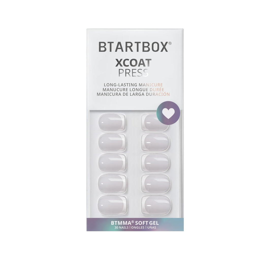 BTArtbox Press On Nails - White French Tip Press on Nails Square, Glue On Nails for Wedding Gift, Supremely Fit & Natural Stick On Nails in 15 Sizes - 30 Fake Nails Kit, Classic French