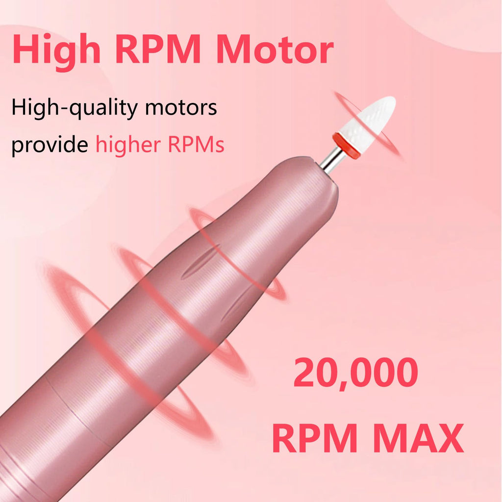 Electric Nail Drill, Professional Portable Drill Nail, 14 in 1 Acrylic Nail Drill Kit, USB Power Supply for Acrylic, Gel, Dip Powder, Manicure, Pedicure, Polishing Shape
