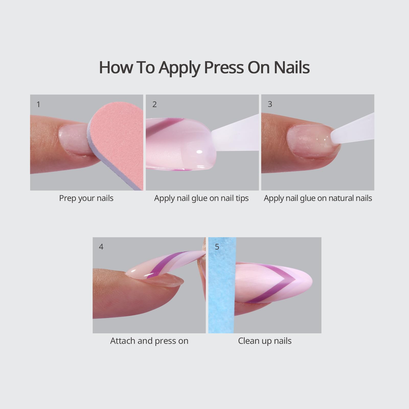 BTArtbox Press On Nails Short Ombre- Flower Almond Press On Nails with Glue for Women, Opaque Soft Gel Glue On Nails in 16 Sizes - 32 Stick On Nails Kit, Garden Party