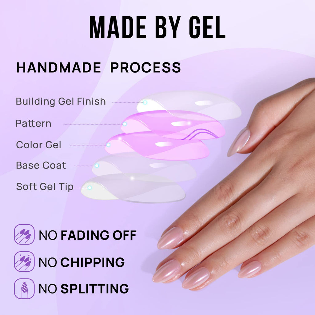 BTArtbox Press On Nails Almond - Short Nude Natural Nails Press Ons, Glue On Nails for Wedding Birthday Gift, Supremely Fit & Glossy Stick On Nails in 15 Sizes - 30 Nail Kit, Nudies