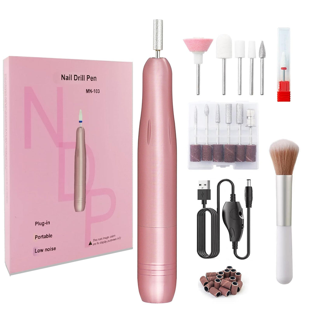 Electric Nail Drill, Professional Portable Drill Nail, 14 in 1 Acrylic Nail Drill Kit, USB Power Supply for Acrylic, Gel, Dip Powder, Manicure, Pedicure, Polishing Shape