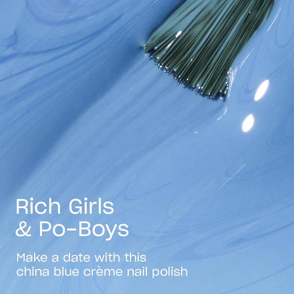 OPI Nail Lacquer Rich Girls & Po-Boys | Opaque Bright Blue Crème Chip Resistant Nail Polish | Vegan, Fast Drying, Streak Free