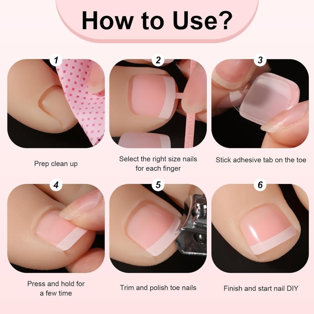 48Pcs Gradient Orange Pink French Tips Press on Toenails Water Ripple Press on Nails Long Square False Nails with Ombre Designs White Flower Fake Toes Glossy Summer Nails for Women Girls DIY Manicure