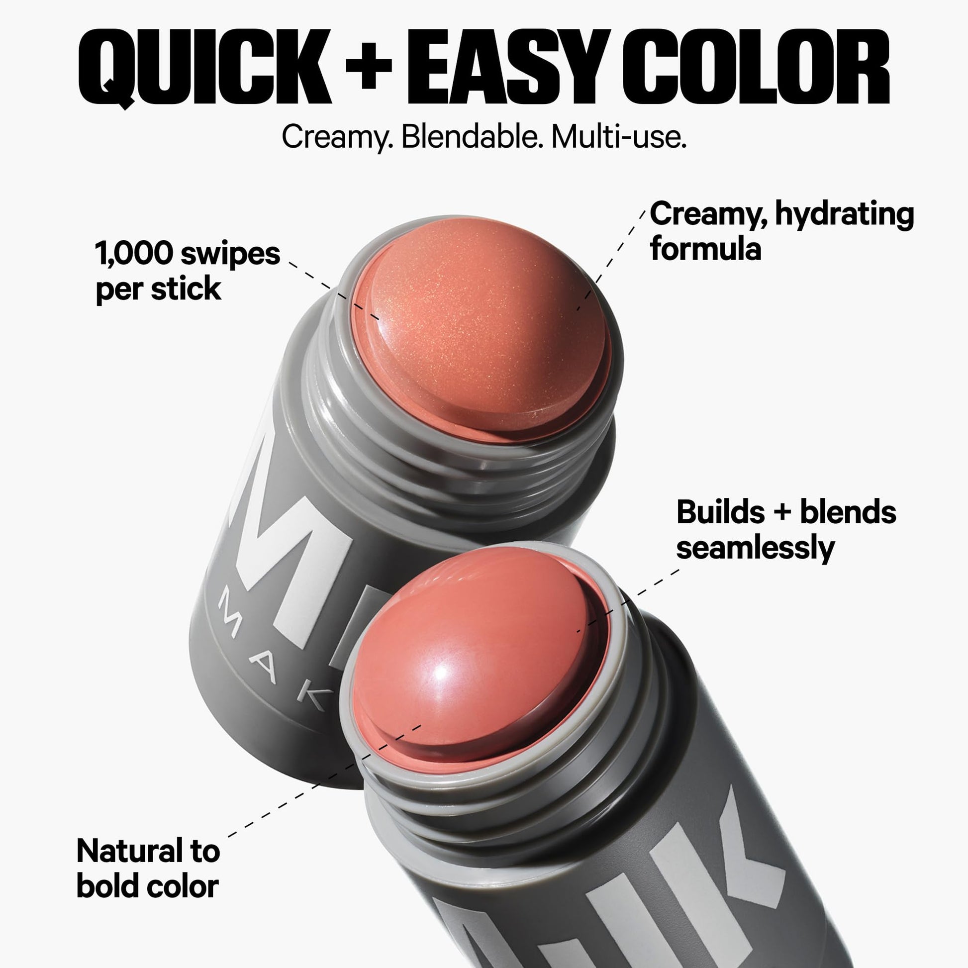 Milk Makeup Lip + Cheek Stick – Multi-Use Cream Blush + Lip Color with Mango Butter, Avocado Oil + Apricot Oil – Hydrating, Buildable, Long-Lasting, Vegan Formula – Werk, 0.21 oz