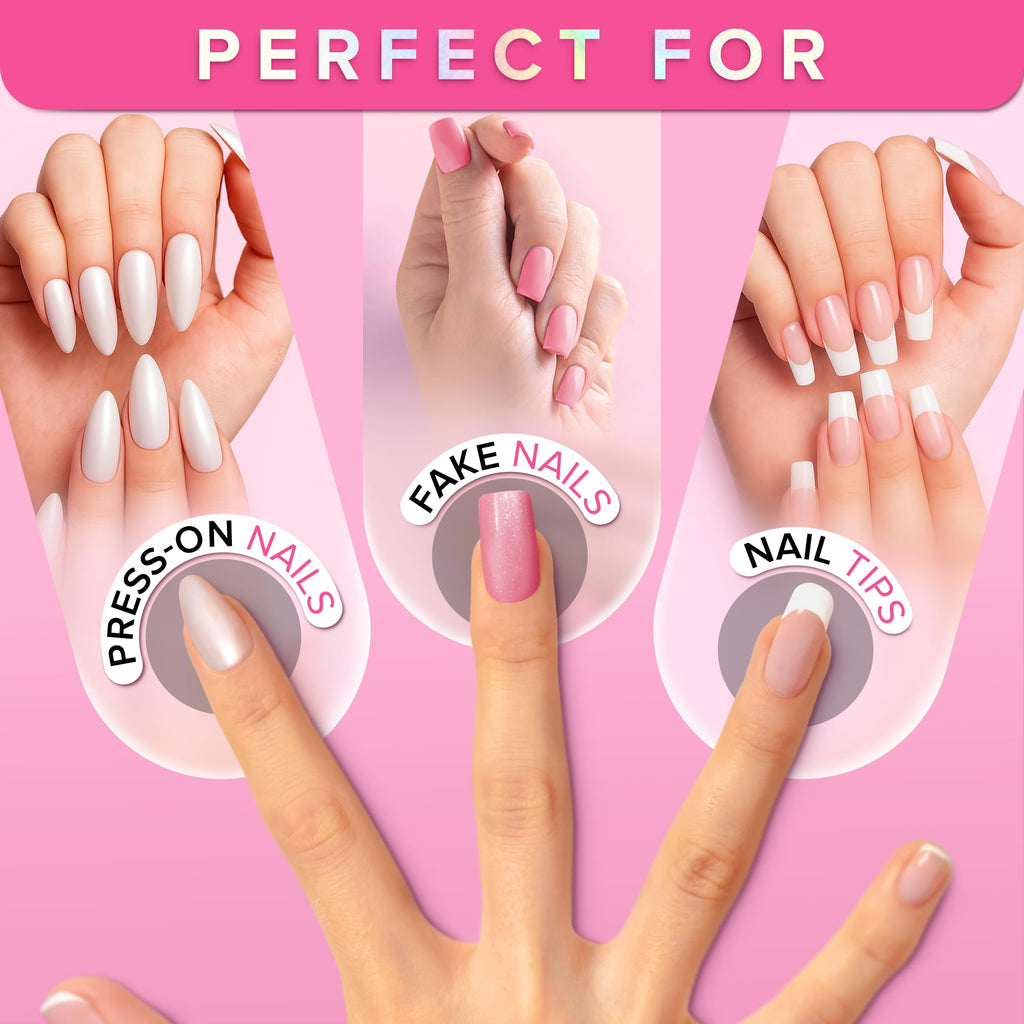 Super Strong Nail Glue for Press On Nails, Nail Tips & Acrylic Nails (8ml) NYK1 NailBond Brush On Glue for Press Ons, Tips & Acrylics - Long Lasting, Maximum Strength, Mess-Free Application