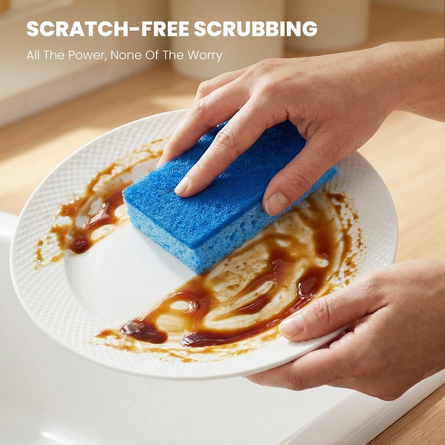 Metflavor Kitchen Sponges, 12 Count, Dual-Sided Non-Scratch Scrub Sponge