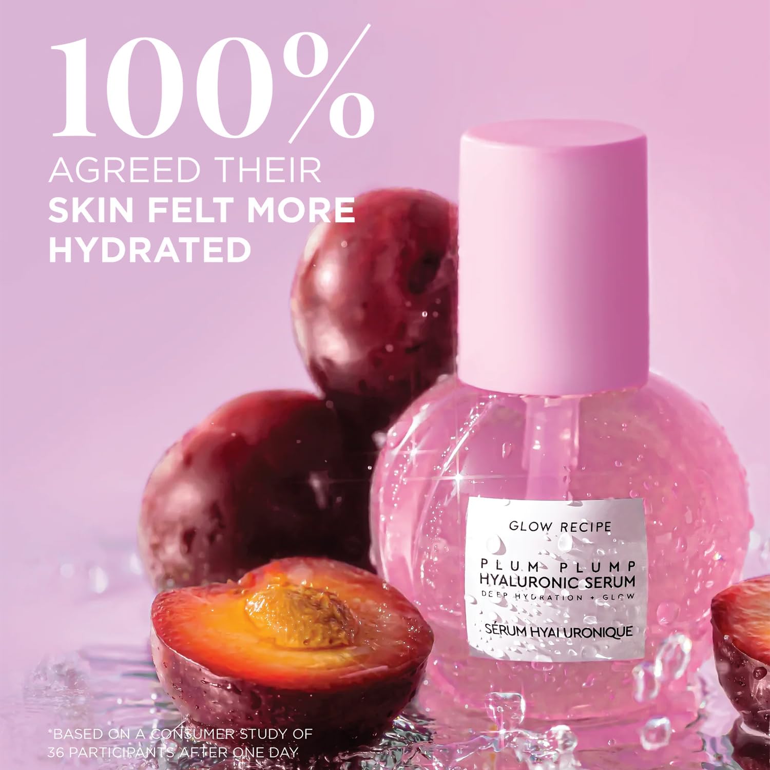 Glow Recipe Plum Plumping & Hydrating Hyaluronic Acid Korean Skin Care Serum - Antioxidant Anti Aging Face Serum + Vitamin B5 for Lasting Skin Barrier Repair & Firming Lines & Wrinkles - Vegan, 30ml