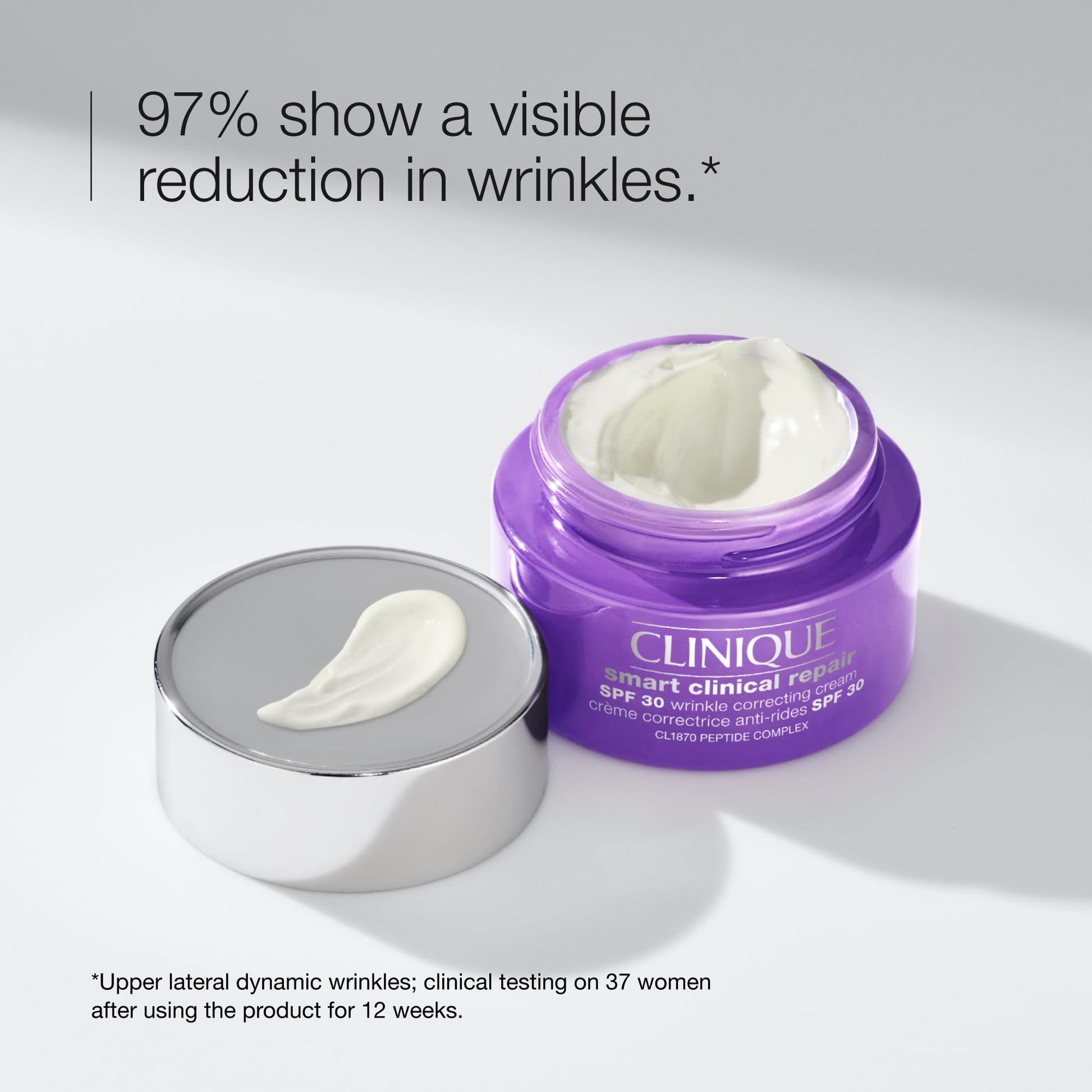 Clinique Smart Clinical Repair Broad Spectrum SPF 30 Wrinkle Correcting Cream with Peptides, Hyaluronic Acid + Glycerin | Protecting + Repairing, Mini Travel Size, 0.5 Fl Oz