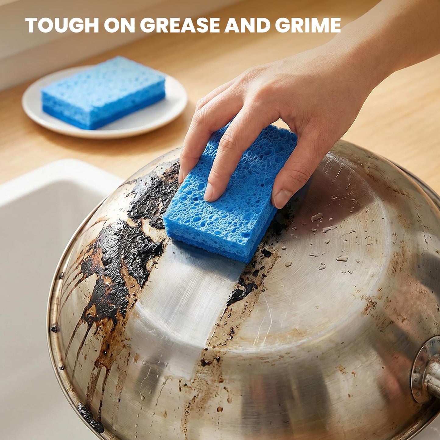 Metflavor Kitchen Sponges, 12 Count, Dual-Sided Non-Scratch Scrub Sponge