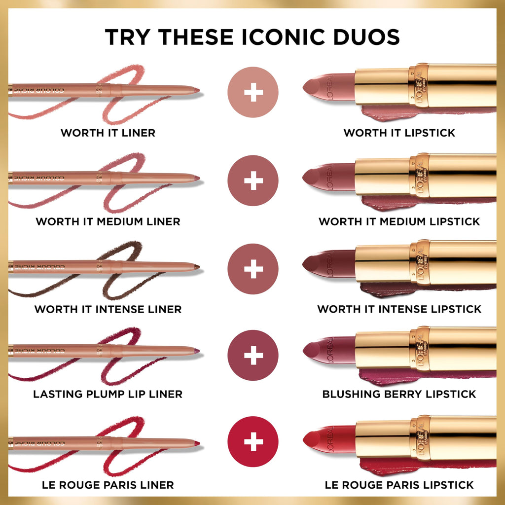 L'Oreal Paris Colour Riche Satin Lipstick for Moisturized Lips,Lip Makeup with Argan Oil and Vitamin E,Worth It,0.13 Oz