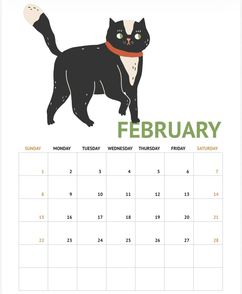 2026 Cat Calendar | Printable Monthly Planner | Cute Kitty Aesthetic Wall Calendar | Digital Download Organization & Home Decor - SkinNails&Makeup
