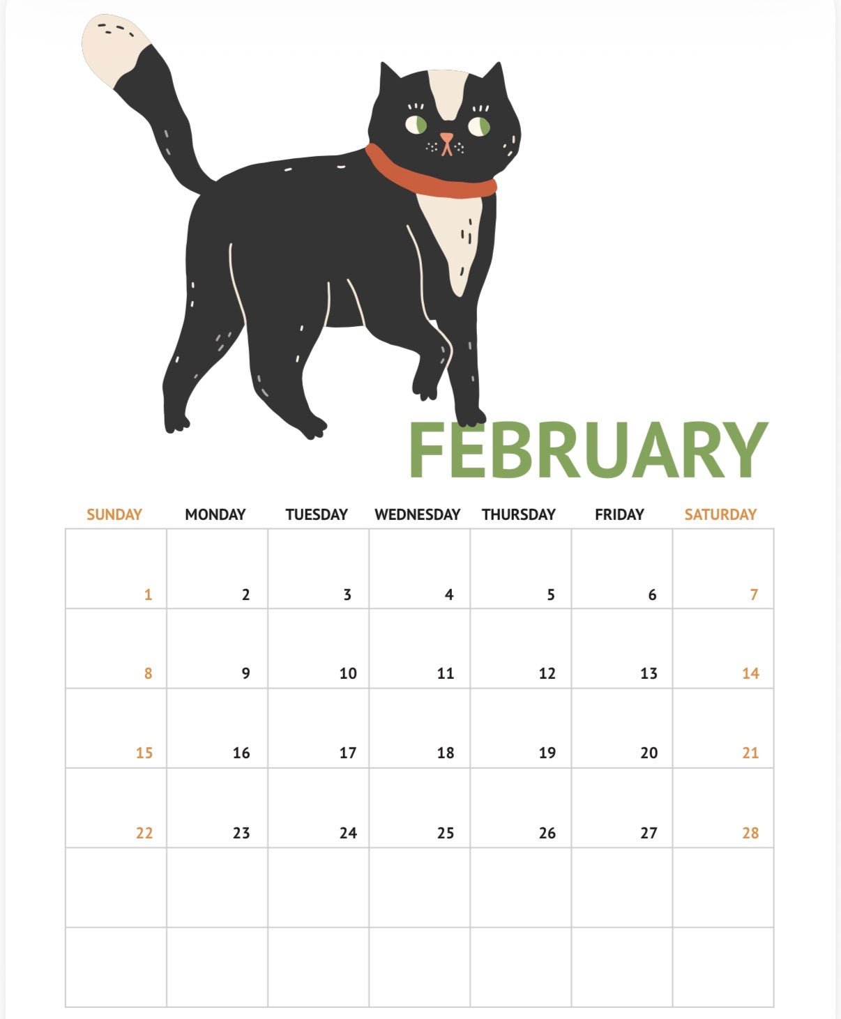 2026 Cat Calendar | Printable Monthly Planner | Cute Kitty Aesthetic Wall Calendar | Digital Download Organization & Home Decor - SkinNails&Makeup