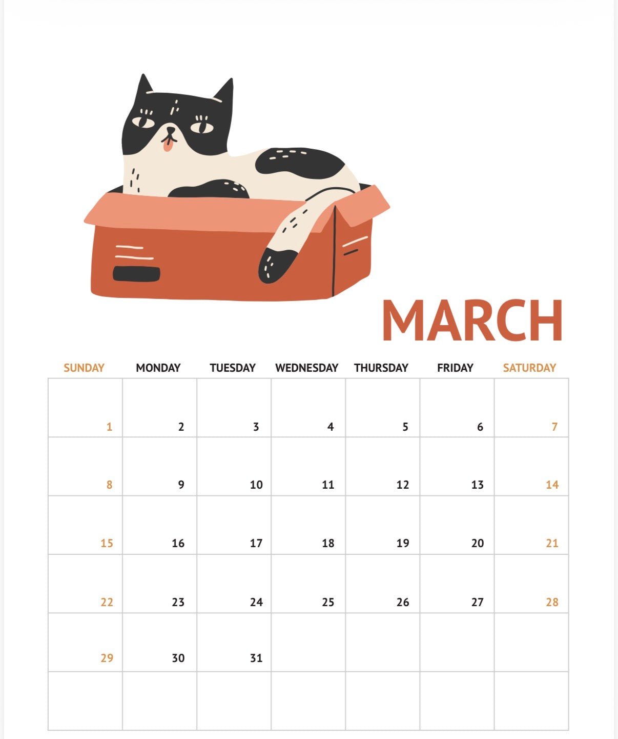 2026 Cat Calendar | Printable Monthly Planner | Cute Kitty Aesthetic Wall Calendar | Digital Download Organization & Home Decor - SkinNails&Makeup