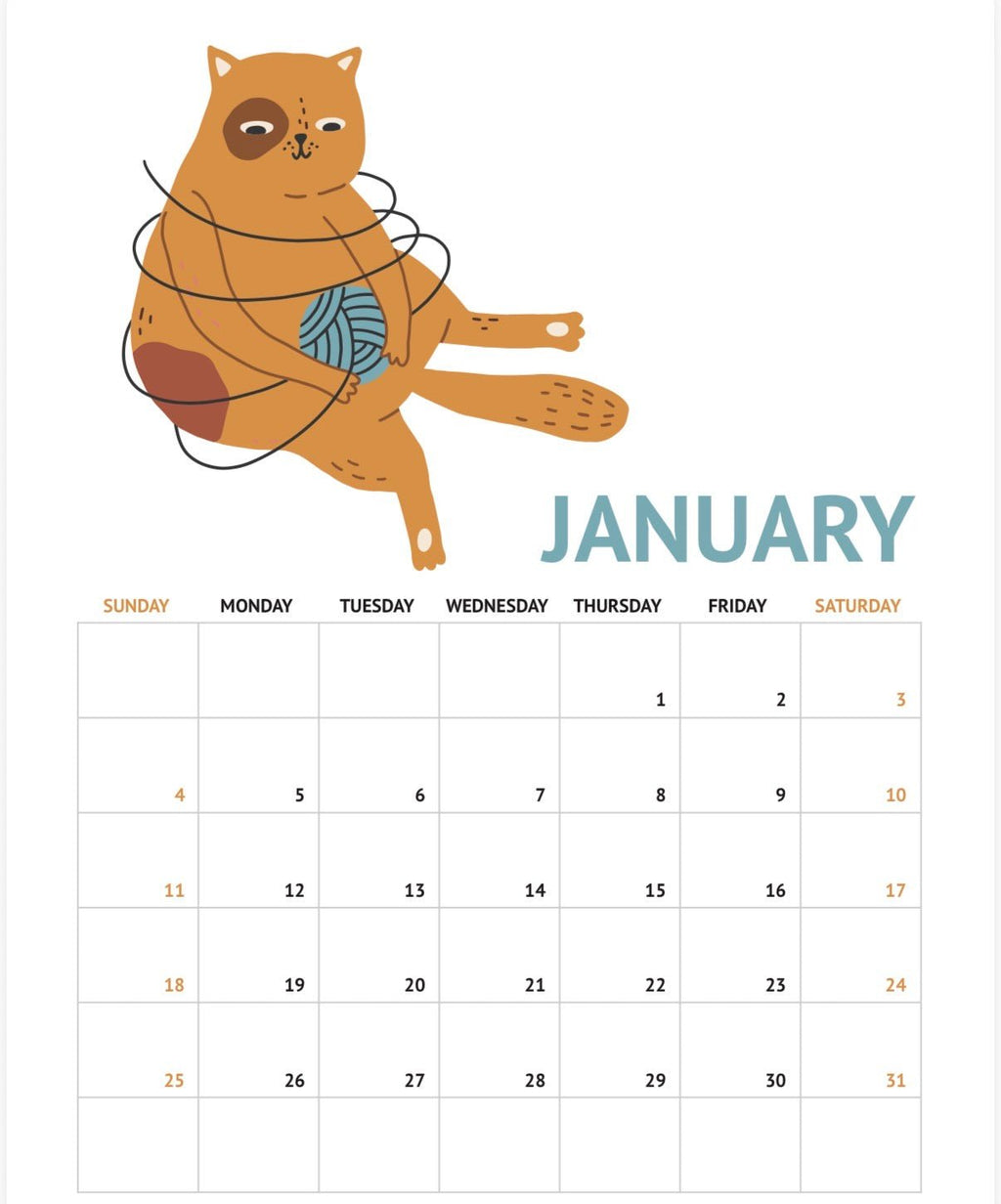 2026 Cat Calendar | Printable Monthly Planner | Cute Kitty Aesthetic Wall Calendar | Digital Download Organization & Home Decor - SkinNails&Makeup