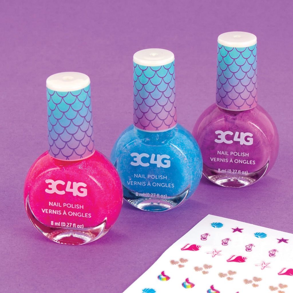 3C4G Mermaid Shimmer Nail Polish Trio, Mermaid Hologram Nail Polish Set Includes Pink, Blue & Purple Polish, for Ages 8 and up by Make It Real - SkinNails&Makeup