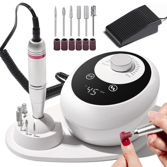 45000RPM Electric Nail File Drill Professional Kit, Drill Machine Manicure Pedicure Polishing Acrylic Gel Nail Grinder for Salon, Home Use - SkinNails&Makeup
