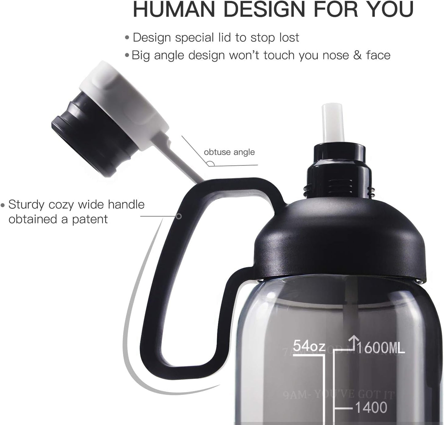 64 OZ Water Bottle with Straw, Motivational Half Gallon Water Bottles with Times to Drink, BPA Free 2L Sports Large Water Bottle with Handle Wide Mouth Water Jugs for Gym, Office, Working - SkinNails&Makeup