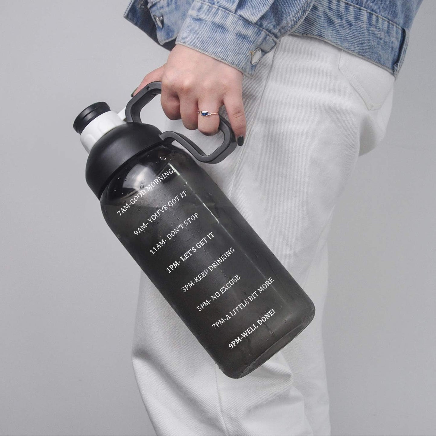 64 OZ Water Bottle with Straw, Motivational Half Gallon Water Bottles with Times to Drink, BPA Free 2L Sports Large Water Bottle with Handle Wide Mouth Water Jugs for Gym, Office, Working - SkinNails&Makeup