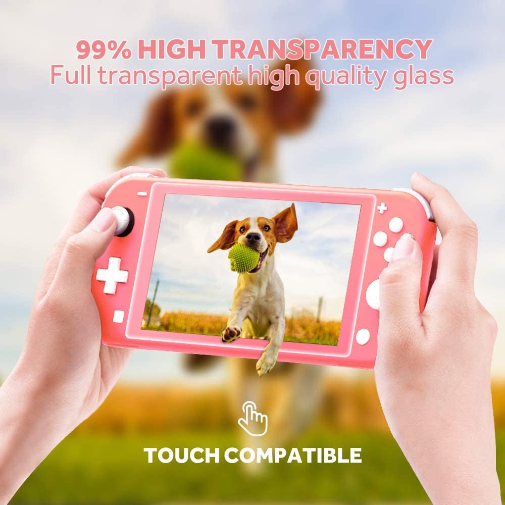 8PCS Case Compatible with Switch Lite, Carrying Case Accessories Kit, 1 Soft Silicon Case + 2 Screen Protector + 4 Thumb Caps + 1 Storage Carrying Coral - SkinNails&Makeup