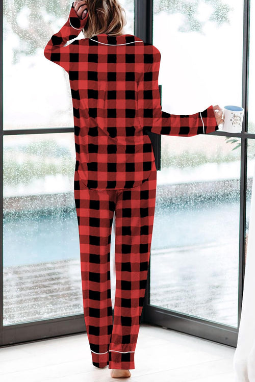 Aamikast Pajama Sets for Women Soft Button Up Christmas Pjs Matching Sets (Plaid Red XXL) - SkinNails&Makeup