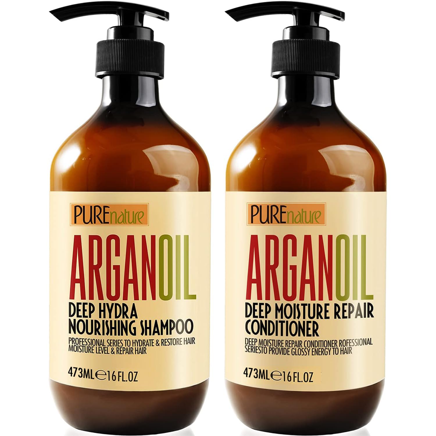 Argan Oil Shampoo and Conditioner Set - Sulfate Free Moroccan Care with Keratin - For Curly, Straight, Dry and Damaged Hair - Moisturizing, Hydrating, Anti Frizz Salon Technology - SkinNails&Makeup