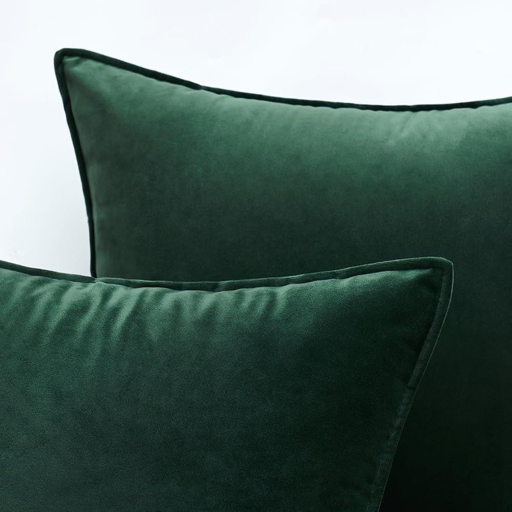 Army Green Velvet Throw Pillow Covers 20X20 Soft Decorative Solid Square Cushion Cases Pack of 2 Modern Luxury Home Decor for Couch, Sofa, Bedroom - SkinNails&Makeup