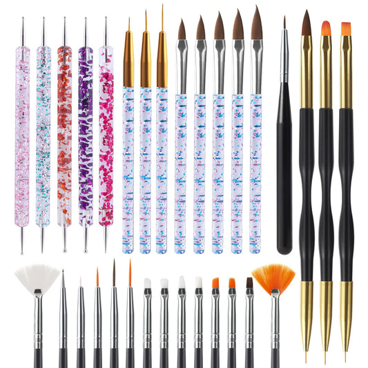 Artdone 31pcs Nail Art Brushes Tools Set Dotting Tools for Gel Polish - SkinNails&Makeup