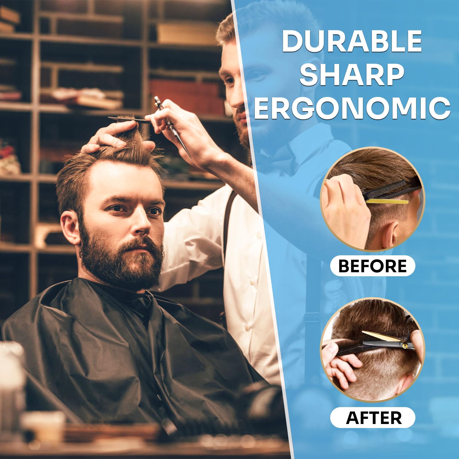 AULikY Hair Cutting Scissors Shears Kits, 15 Pcs Professional Stainless Steel Hairdressing Shears Set Thinning Scissors for Barber/Salon/Home/Men/Women/Kids/Adults - SkinNails&Makeup