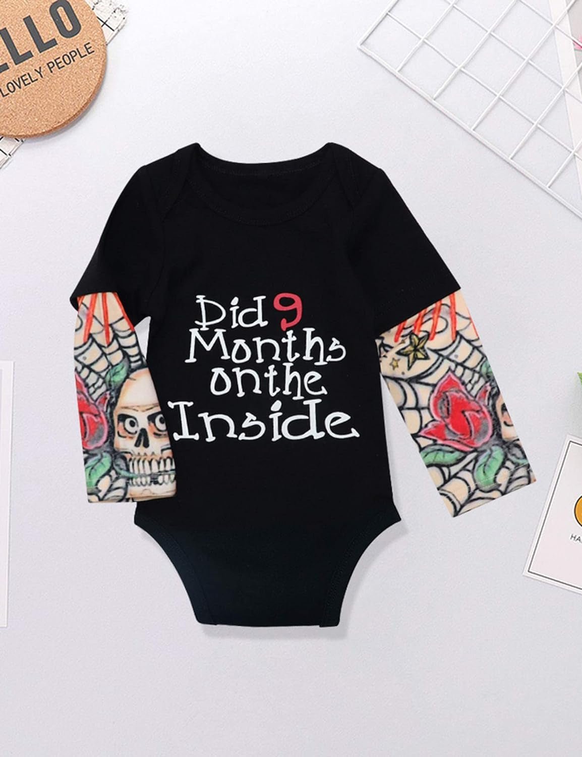 Baby Boy Clothes, Baby Clothes Letter Print Romper Tattoo Sleeves Bodysuit for Boy - SkinNails&Makeup