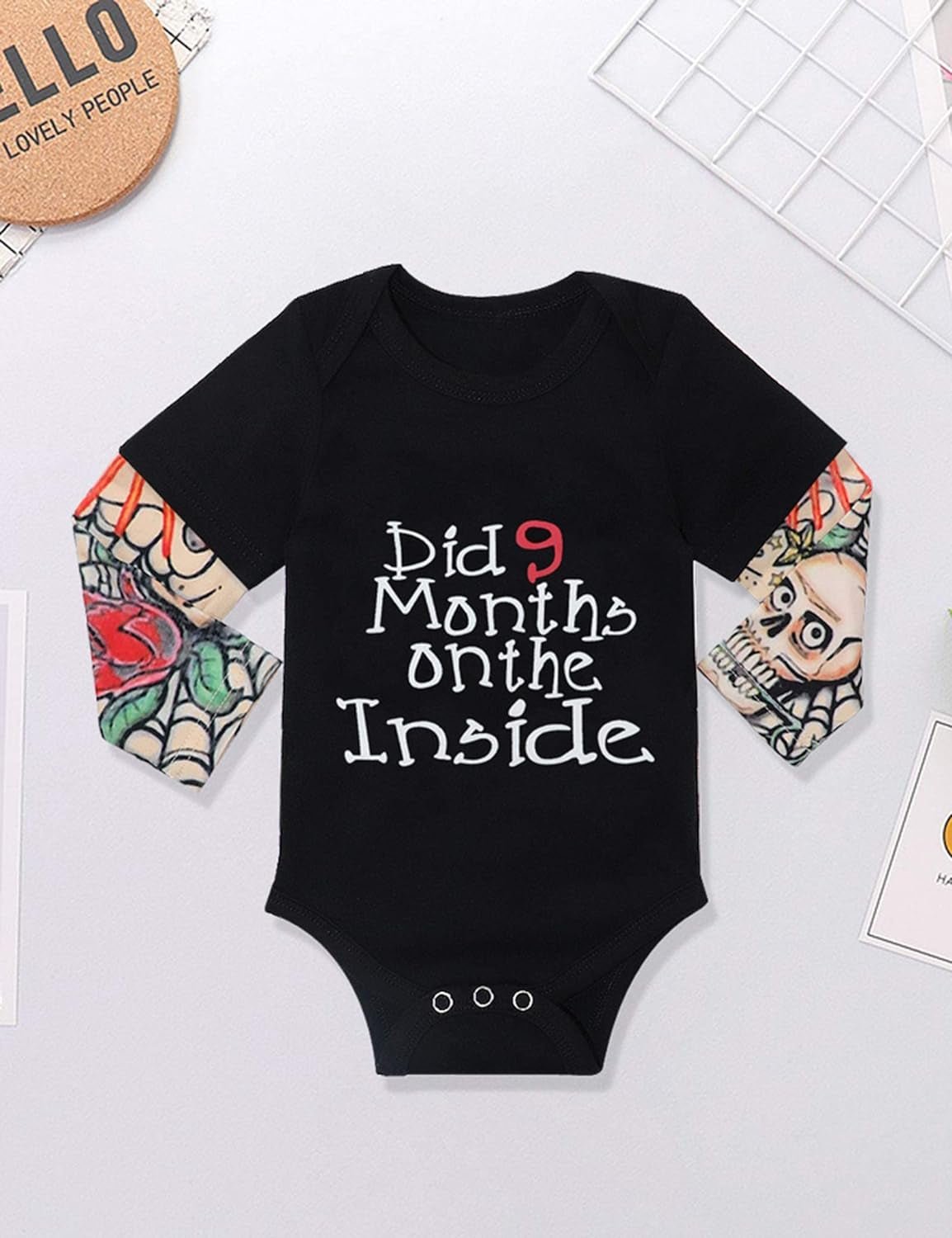 Baby Boy Clothes, Baby Clothes Letter Print Romper Tattoo Sleeves Bodysuit for Boy - SkinNails&Makeup