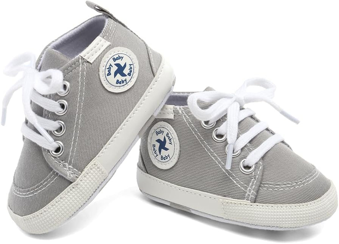 Baby Girls Boys Shoes Soft Anti - Slip Sole Newborn First Walkers High Top Canvas Denim Unisex Infant Sneaker - SkinNails&Makeup