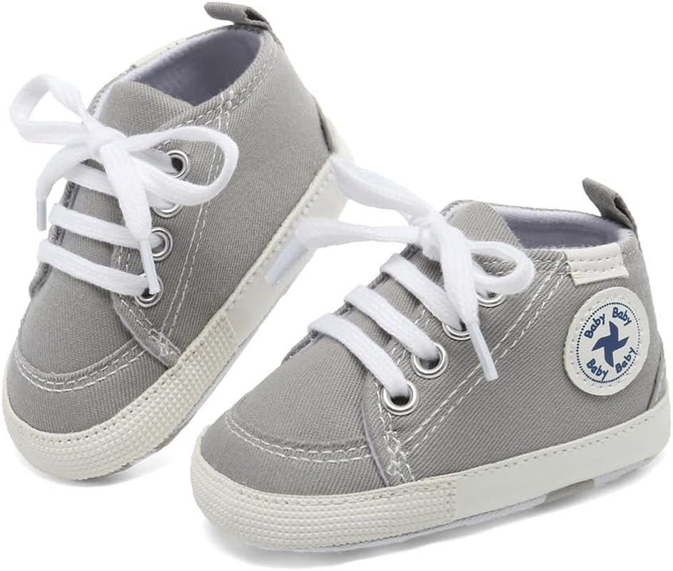Baby Girls Boys Shoes Soft Anti - Slip Sole Newborn First Walkers High Top Canvas Denim Unisex Infant Sneaker - SkinNails&Makeup
