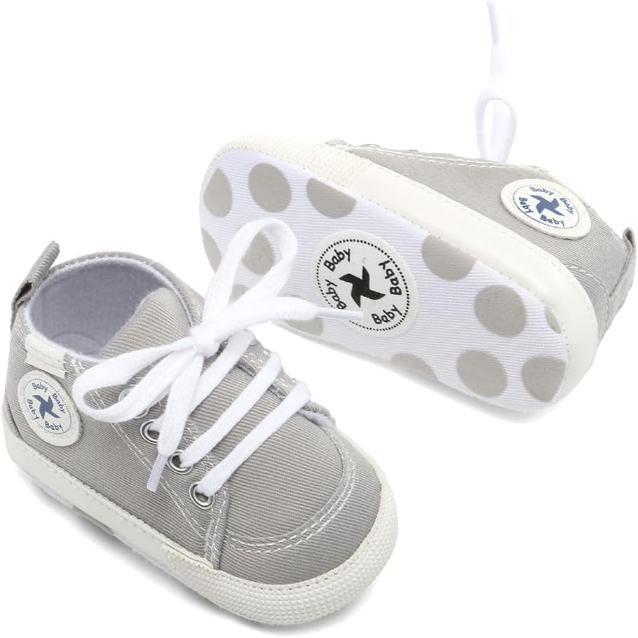 Baby Girls Boys Shoes Soft Anti - Slip Sole Newborn First Walkers High Top Canvas Denim Unisex Infant Sneaker - SkinNails&Makeup