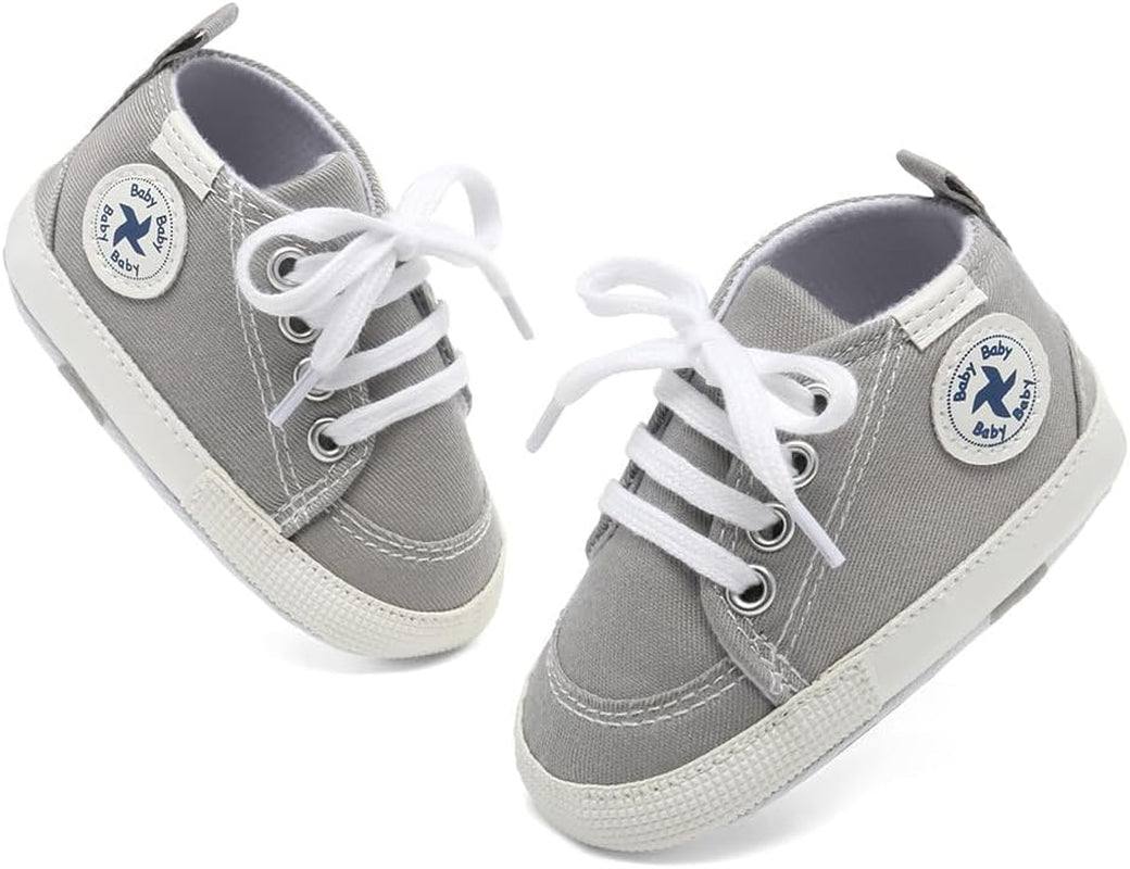 Baby Girls Boys Shoes Soft Anti - Slip Sole Newborn First Walkers High Top Canvas Denim Unisex Infant Sneaker - SkinNails&Makeup