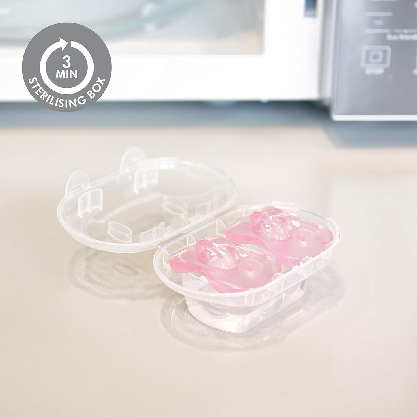 Baby Pacifier | 6 - 18 Months | Includes Sterilizing Case | 2 - Count | Soft Silicone | Bpa - Free | Supports Natural Suckling | Pink - SkinNails&Makeup