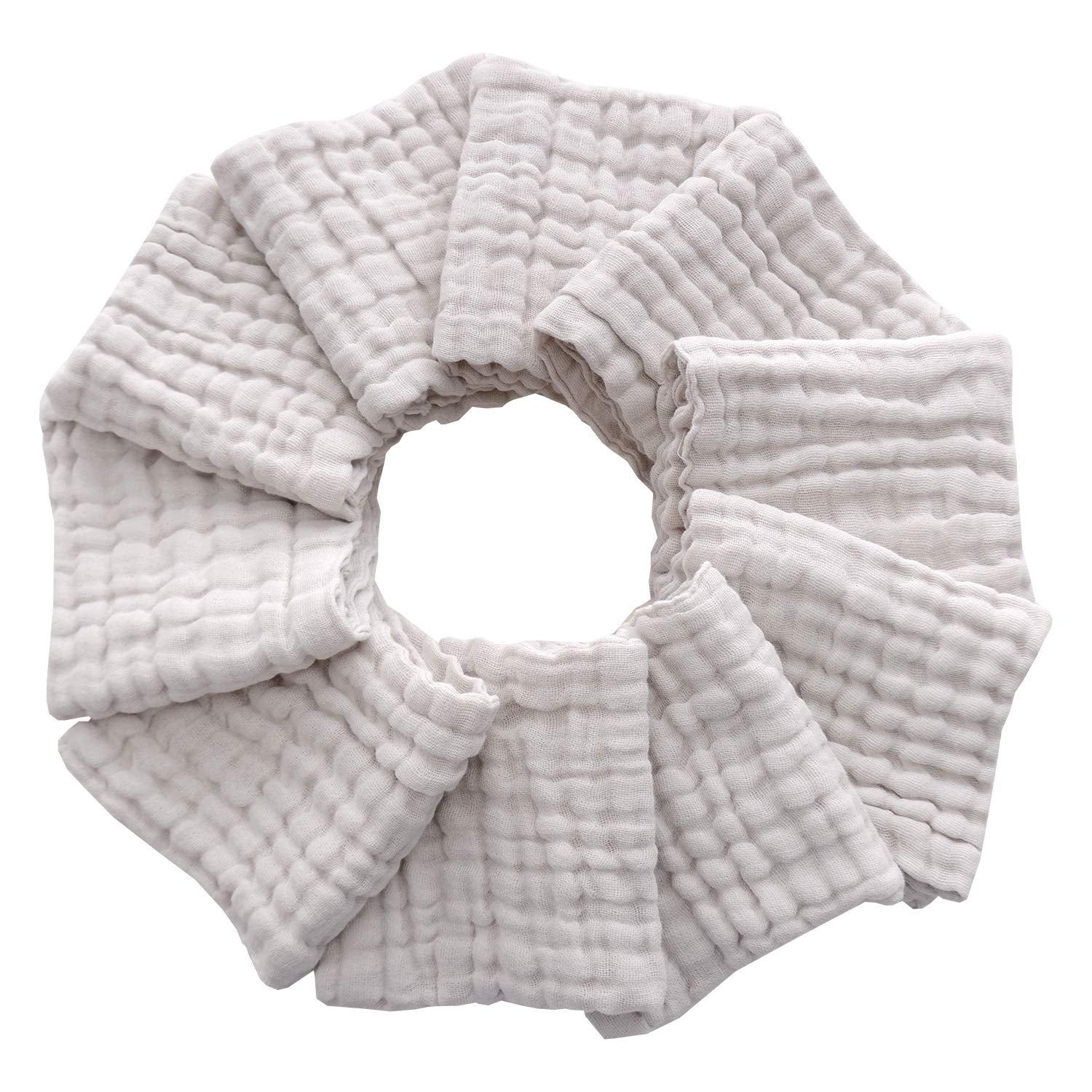 Baby Washcloths - Natural Cotton Baby Wipes - Soft Newborn Face Towel for Sensitive Skin - 10 Pack, 12X12 Inches - SkinNails&Makeup