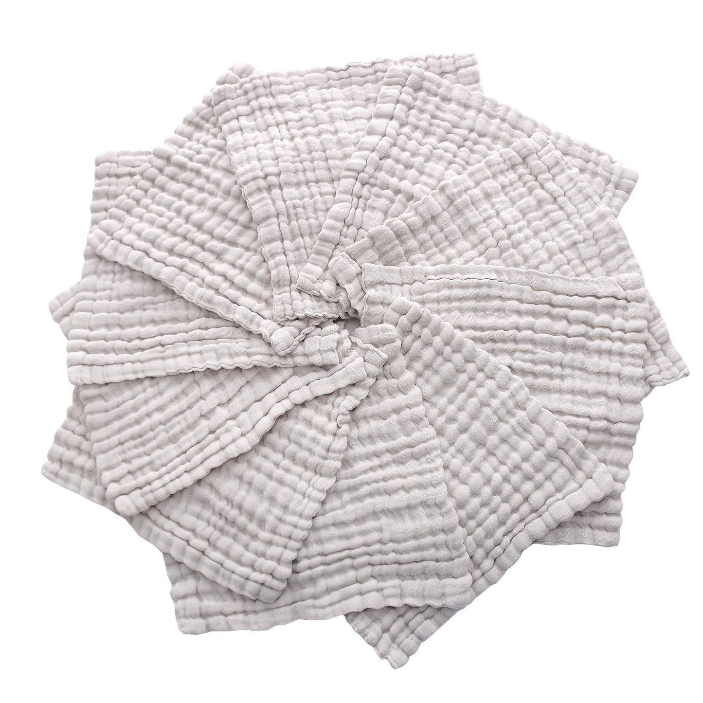 Baby Washcloths - Natural Cotton Baby Wipes - Soft Newborn Face Towel for Sensitive Skin - 10 Pack, 12X12 Inches - SkinNails&Makeup