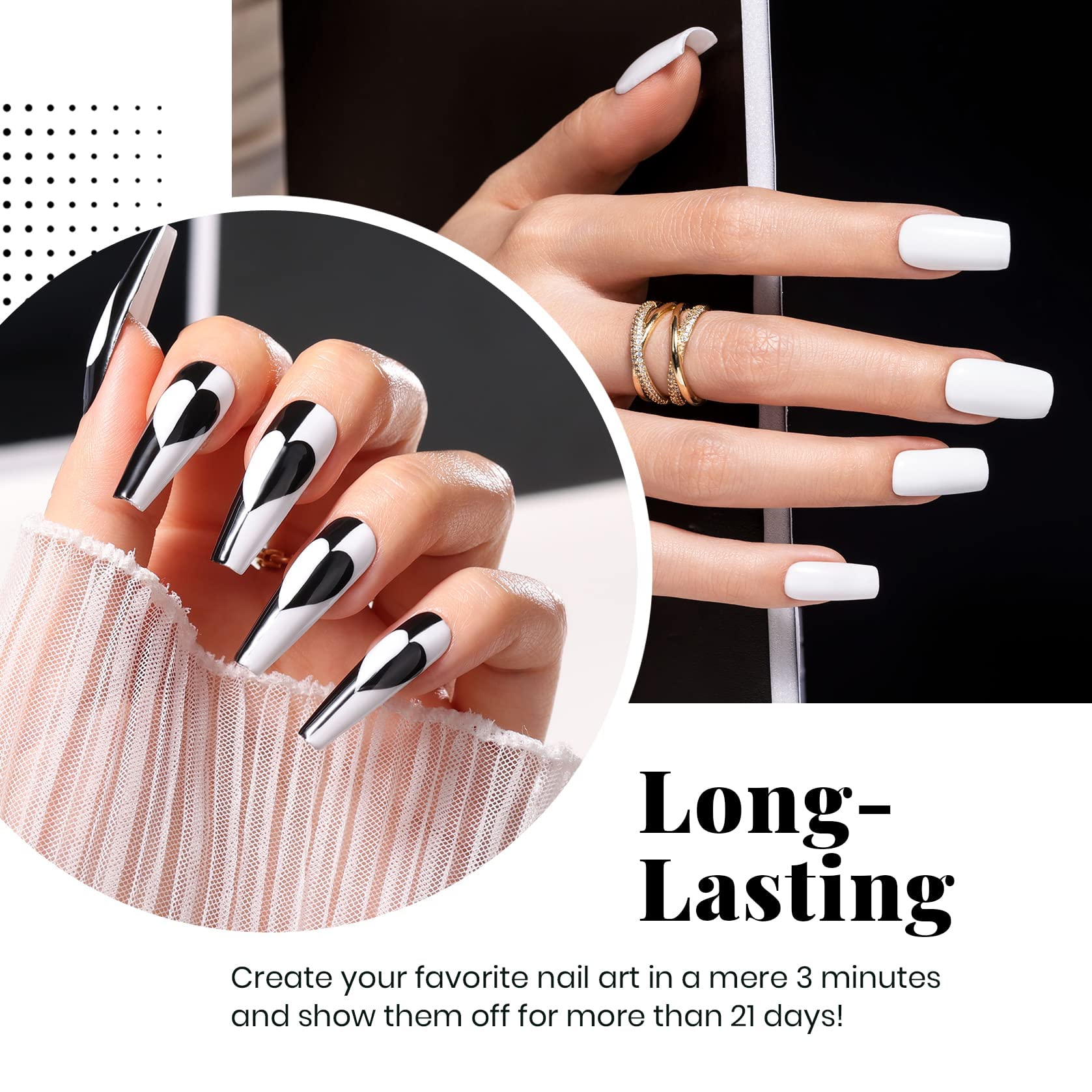 Beetles White Gel Nail Polish Black Gel Polish Kit 2 Pcs 15ml Black And White Polish French Nails Soak Off Led Nails Art Manicure Salon Diy at Home - My Store