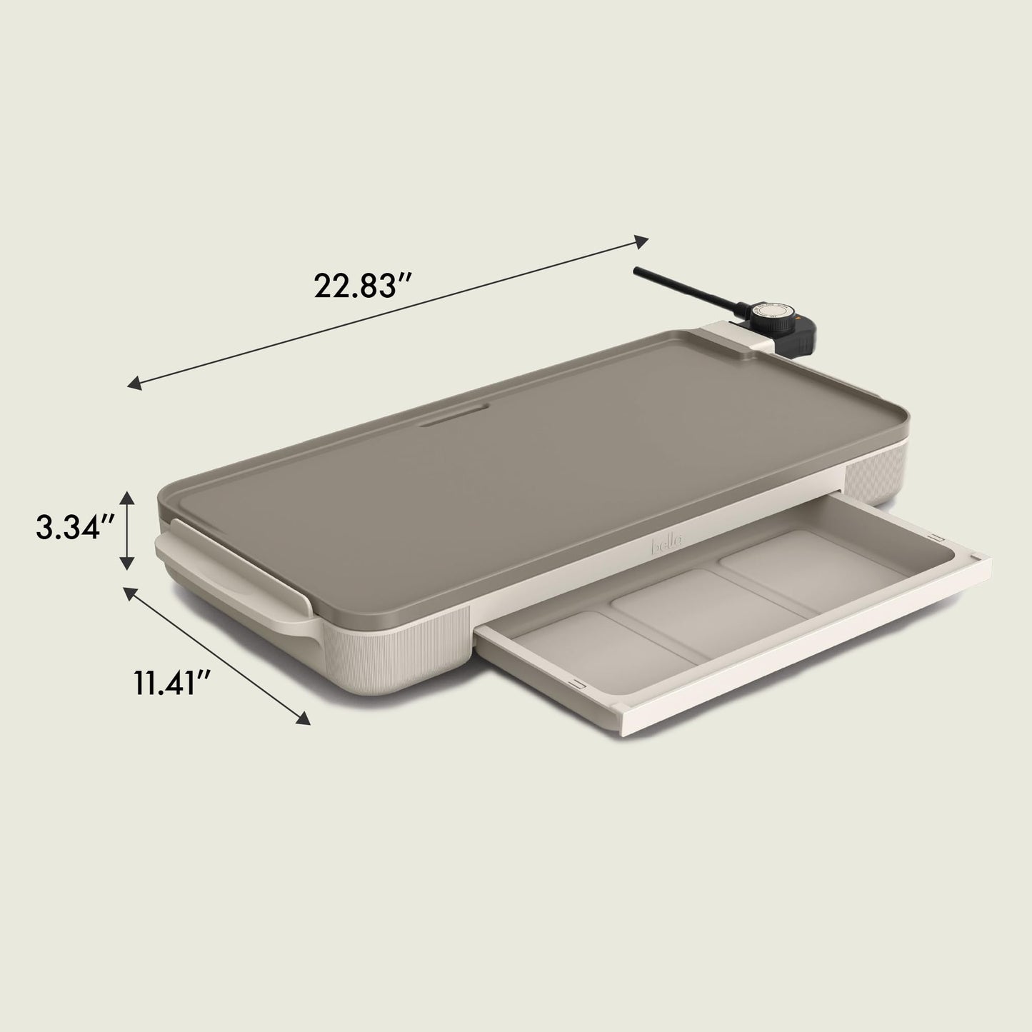 bella 10" x 20" Electric Griddle with Warming Tray, EverGood™ Ceramic Nonstick Coating & Removable Temperature Probe, Dishwasher - Safe Drip Tray & Cool Touch Handles, 1500 Watt, Oatmilk - SkinNails&Makeup
