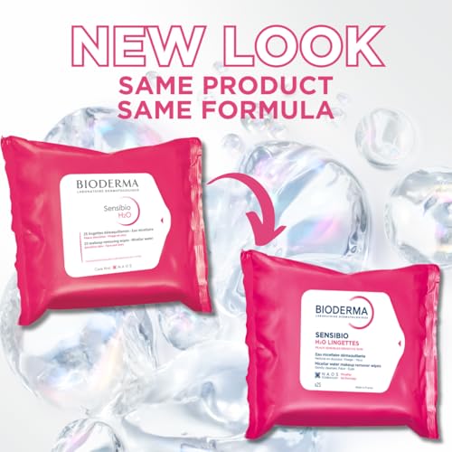 Bioderma Sensibio H2O Makeup Wipes, Cleansing and Makeup Removing, Skin Soothing for Sensitive Skin, 25 Wipes - SkinNails&Makeup
