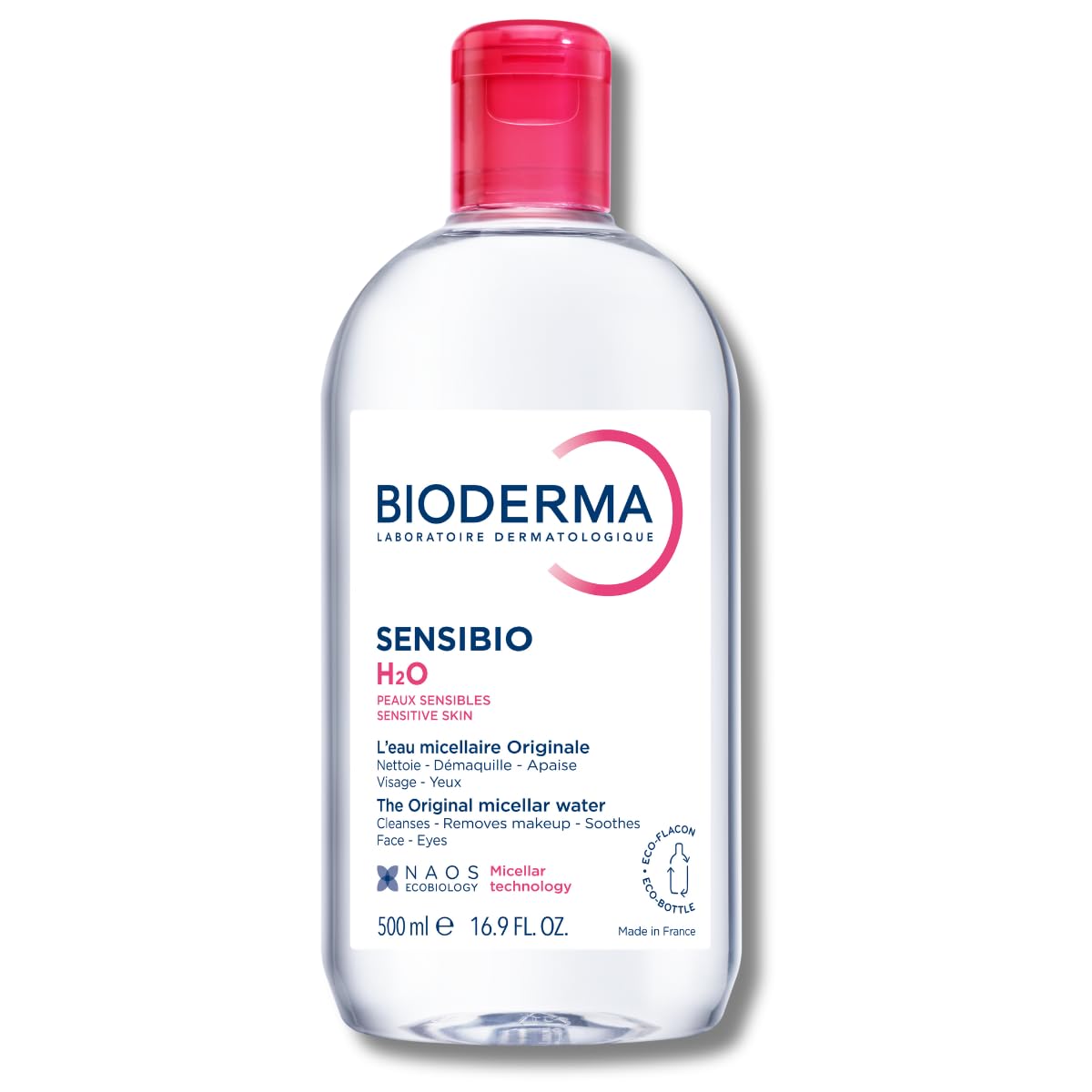 Bioderma Sensibio H2O Micellar Water, Makeup Remover Cleanser, Gentle for Skin, Fragrance - Free & Alcohol - Free, Gentle Face Cleanser for Sensitive Skin, 16.9 Fl Oz - SkinNails&Makeup