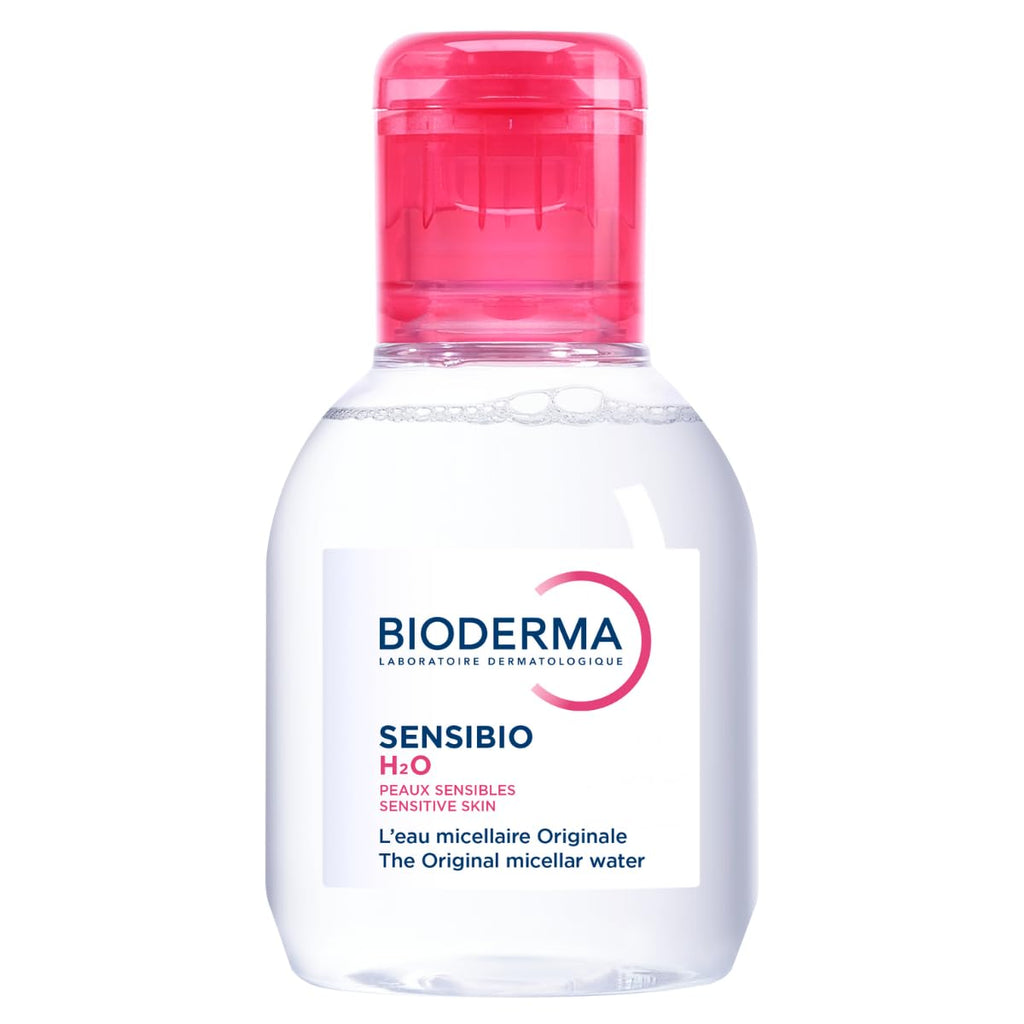 Bioderma Sensibio H2O, Micellar Water, Travel Size Makeup Remover Cleanser, Gentle for Skin, Fragrance - Free & Alcohol - Free, Gentle Face Cleanser for Sensitive Skin, 3.4 Fl Oz - SkinNails&Makeup