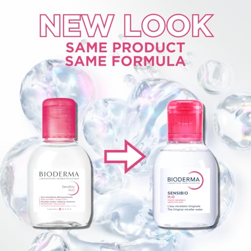Bioderma Sensibio H2O, Micellar Water, Travel Size Makeup Remover Cleanser, Gentle for Skin, Fragrance - Free & Alcohol - Free, Gentle Face Cleanser for Sensitive Skin, 3.4 Fl Oz - SkinNails&Makeup