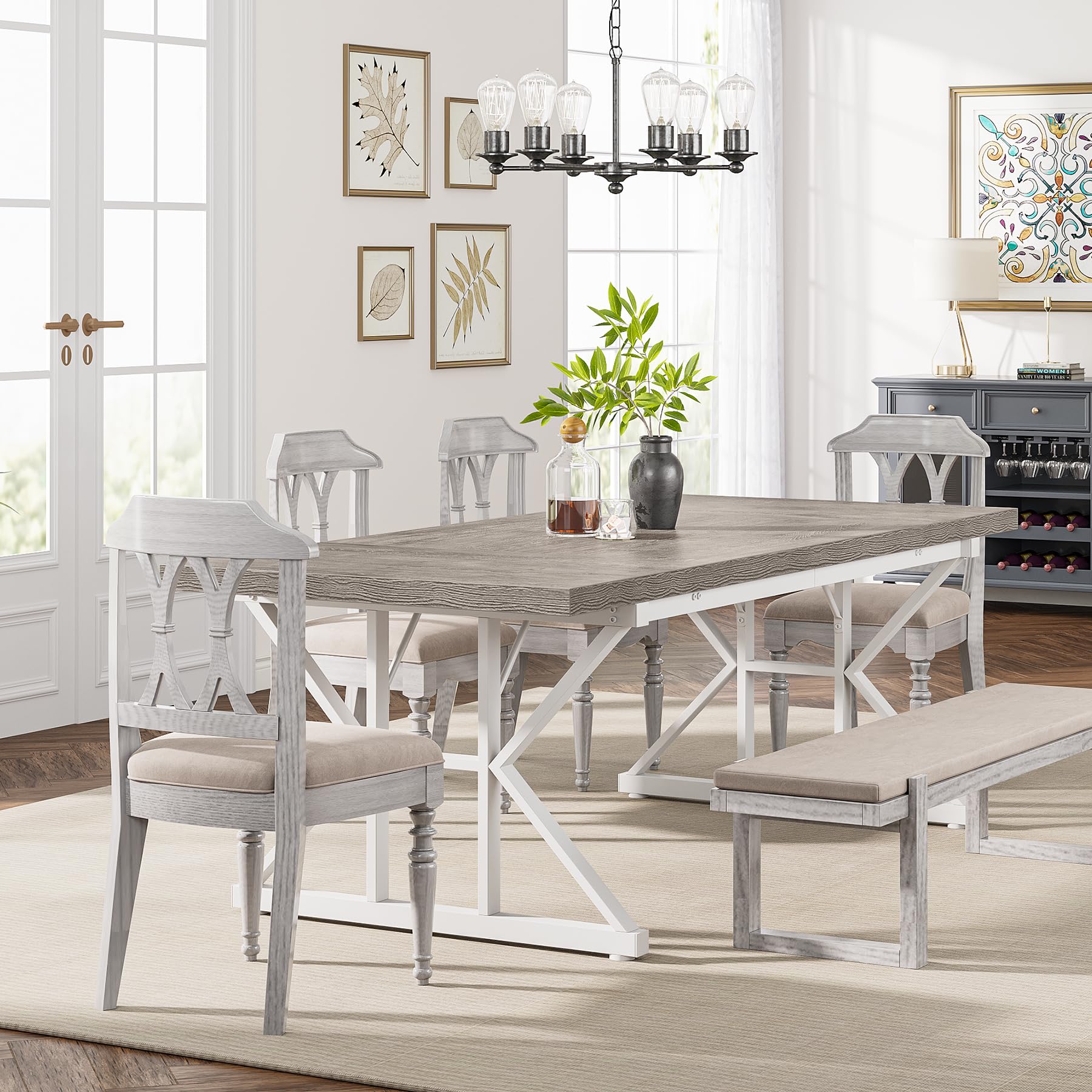 Bring Rustic Charm Home – Shop the Tribesigns Farmhouse Dining Table for 6 People Before It’s Gone! - My Store