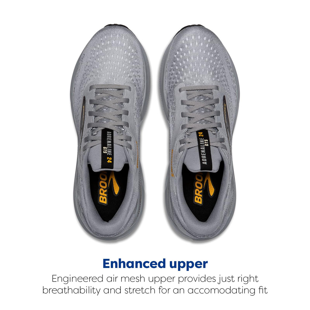 Brooks Men’s Adrenaline GTS 24 Supportive Running Shoe - Alloy/White/Gold Fusion - 11.5 Medium - SkinNails&Makeup