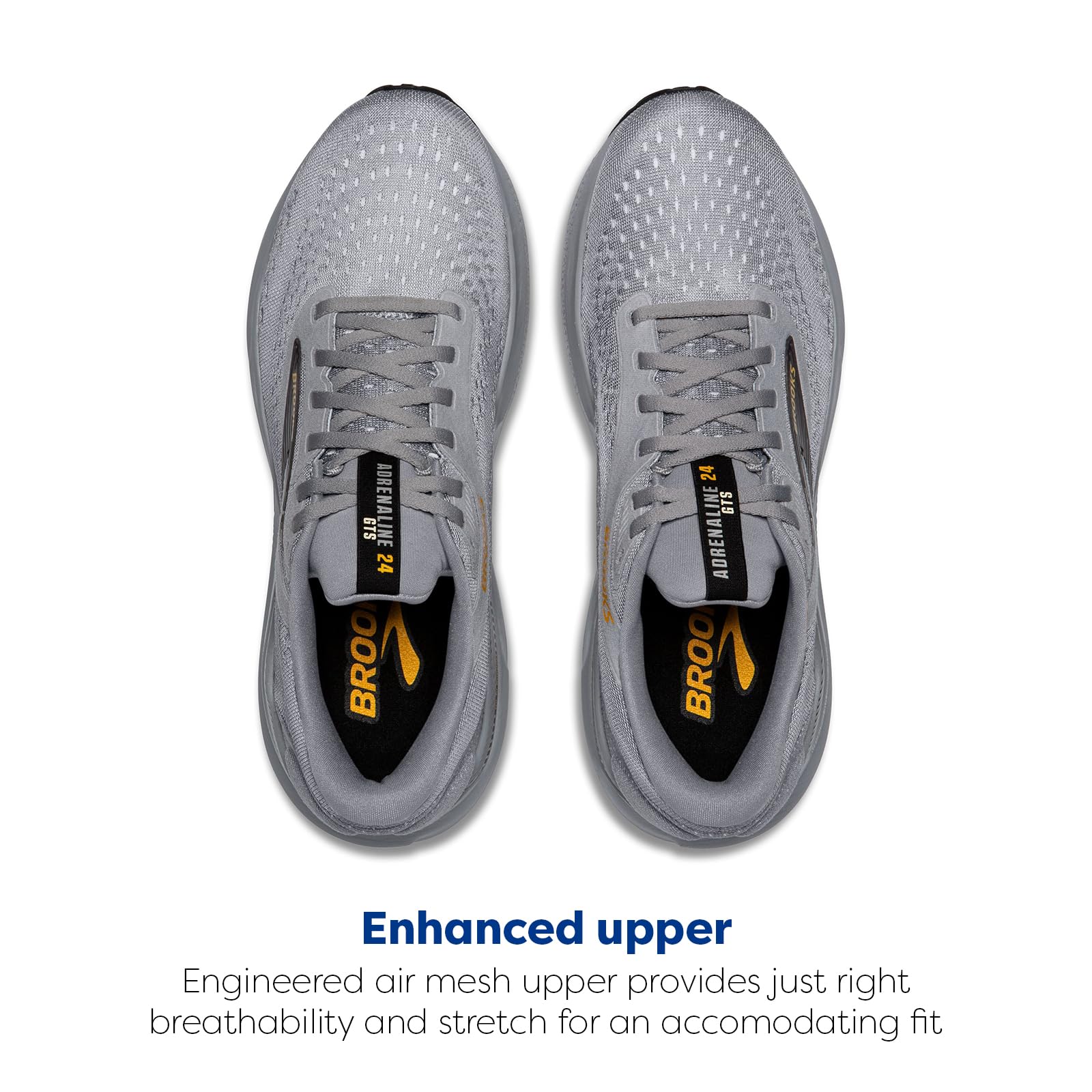 Brooks Men’s Adrenaline GTS 24 Supportive Running Shoe - Alloy/White/Gold Fusion - 11.5 Medium - SkinNails&Makeup