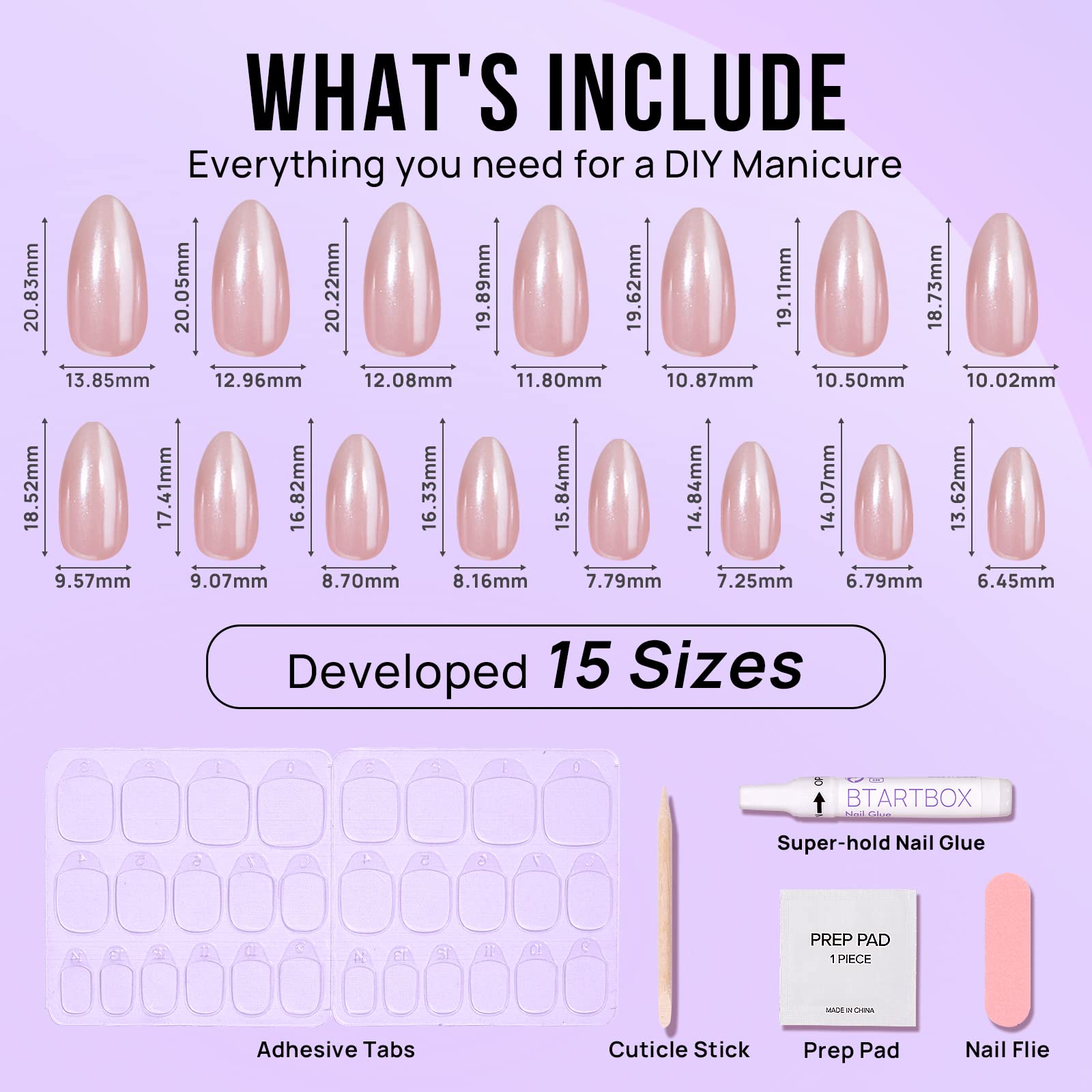 BTArtbox Press On Nails Almond - Short Nude Natural Nails Press Ons, Glue On Nails for Wedding Birthday Gift, Supremely Fit & Glossy Stick On Nails in 15 Sizes - 30 Nail Kit, Nudies - My Store