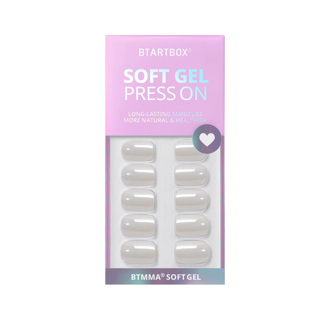 BTArtbox Press On Nails Short - White Soft Gel Press On Nail, Square Chrome Nail Tips Glue On Nails, Reusable Stick On Nails in 15 Sizes - 30 Soft Gel Fake Nails Kit, Vanilla Glazed - My Store