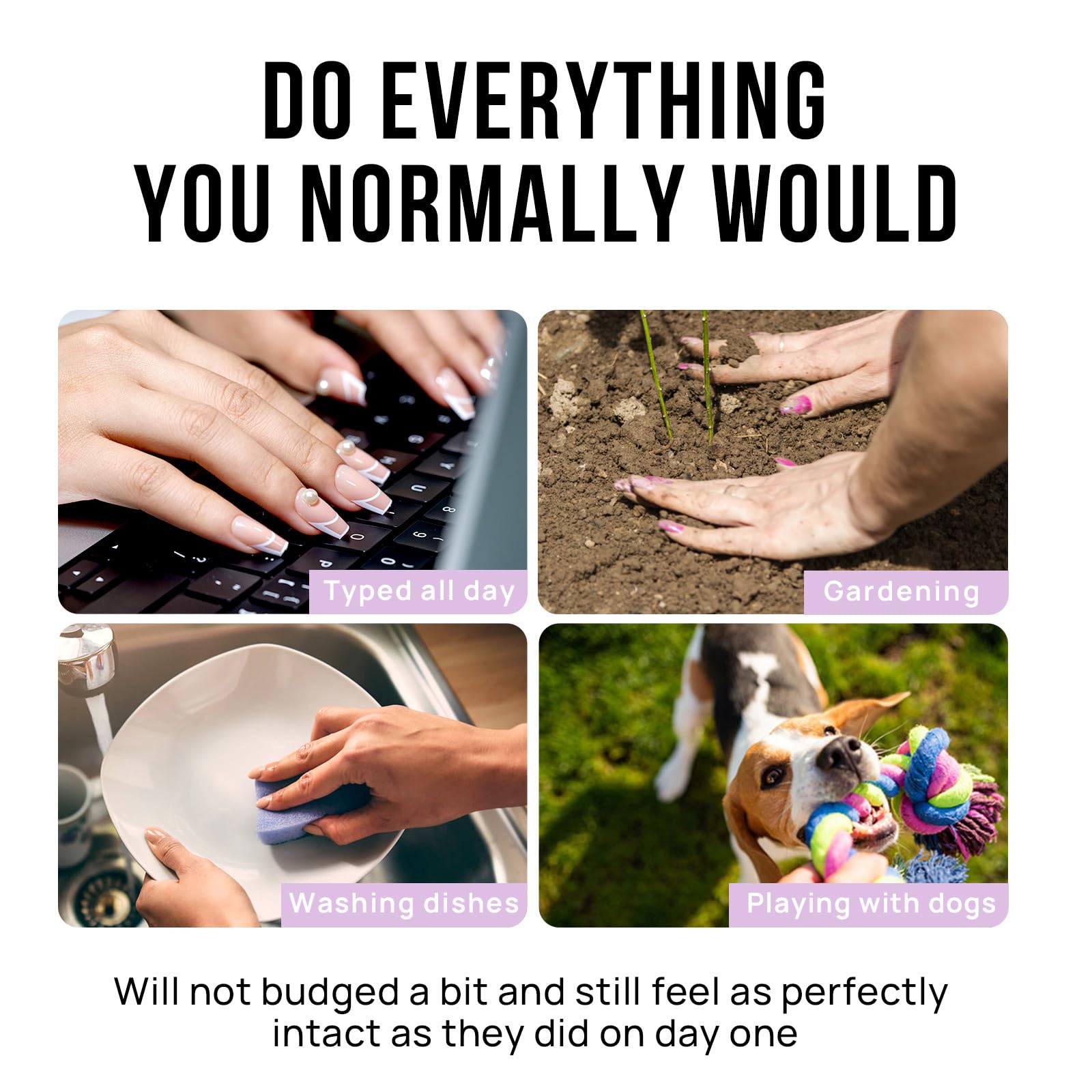 BTArtbox Press On Nails - White French Tip Press on Nails Square, Glue On Nails for Wedding Gift, Supremely Fit & Natural Stick On Nails in 15 Sizes - 30 Fake Nails Kit, Classic French - My Store